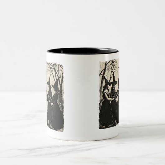 女の子は女の子になる | かわいい魔女をテーマにしたハロウィーン ツートーンマグカップ (中央)