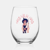 女の子は女の子になる | フェミニストの魔女 ステムなしワイングラス (正面)