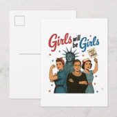 女の子は女の子の女性解放女性権利 インビテーションポストカード (正面/裏面)