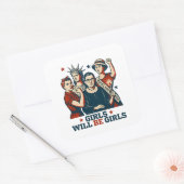 女の子は女の子フェミニズム女性のエミューメントになる スクエアシール (封筒)