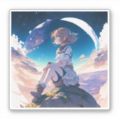 女の子は宇宙の端に座って シール (正面)