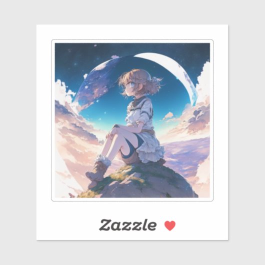 女の子は宇宙の端に座って シール (シート)