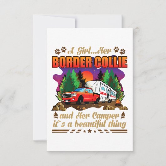 女の子は彼女の縁どコリーと彼女のキャンパーの愛犬家 サンキューカード (正面)
