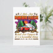 女の子は彼女の縁どコリーと彼女のキャンパーの愛犬家 サンキューカード (スタンド正面)