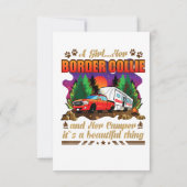 女の子は彼女の縁どコリーと彼女のキャンパーの愛犬家 サンキューカード (裏面)