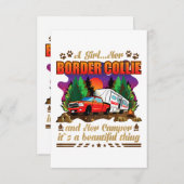 女の子は彼女の縁どコリーと彼女のキャンパーの愛犬家 サンキューカード (正面/裏面)