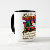 女の子は彼女の縁どコリーと彼女のキャンパーの愛犬家 マグカップ (正面左)