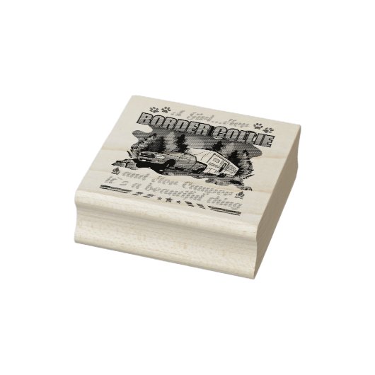 女の子は彼女の縁どコリーと彼女のキャンパーの愛犬家 ラバースタンプ (スタンプ)