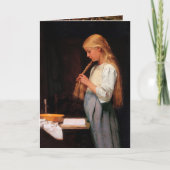 女の子は彼女の髪を編んで勉強する、アルバート・アンカー カード (正面)