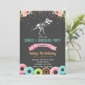 女の子は恐竜の誕生日の招待をドーナツ 招待状 (スタンド正面)