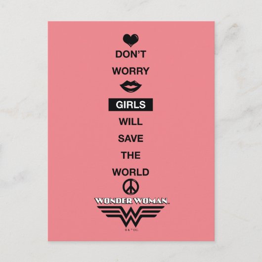 女の子は救世界の女の疑問に思子のグラフィック ポストカード (正面)