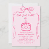 女の子は最初の誕生日を過ごしたい 招待状 (正面)