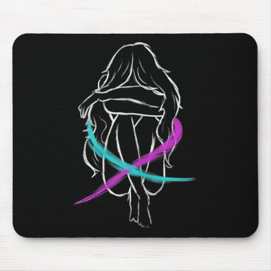 女の子は泣き叫び内向自殺の予防アワレン マウスパッド (正面)