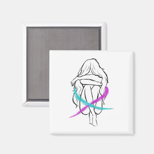 女の子は泣き叫び内向自殺の予防アワレン マグネット (正面/裏面)