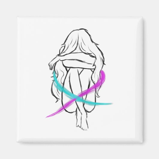 女の子は泣き叫び内向自殺の予防アワレン マグネット (正面)