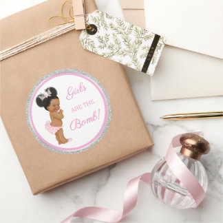 女の子は爆弾だ！浴用景品等ピンクシルバー ラウンドシール