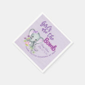 女の子は爆弾紫の象の赤ちゃんシャワー スタンダードカクテルナプキン (角)