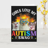 女の子は私の自閉症スウェグが好き 面白い猫ミーム 神経発達障害 カード (黄色い花)