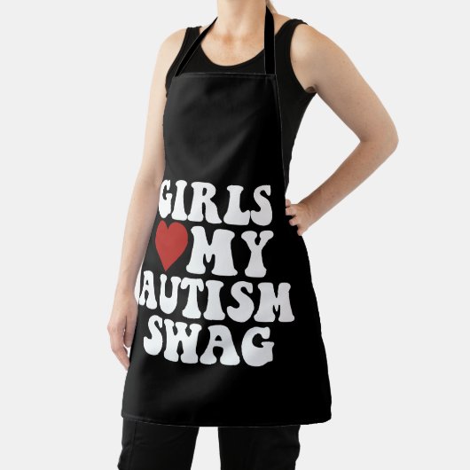 女の子は私の自閉症スワッグおもしろい自閉症の男の子の贈り物を愛する エプロン (インサイチュ)