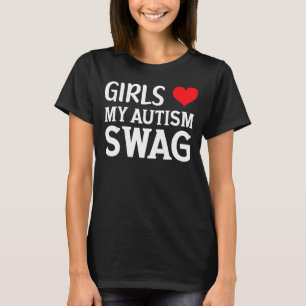 女の子は私の自閉症スワッグおもしろい自閉症の男の子の贈り物を愛する Tシャツ