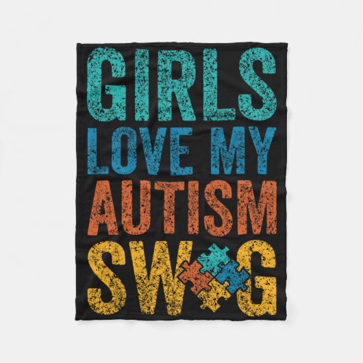 女の子は私の自閉症スワッグサポートオーティストA フリースブランケット (正面)