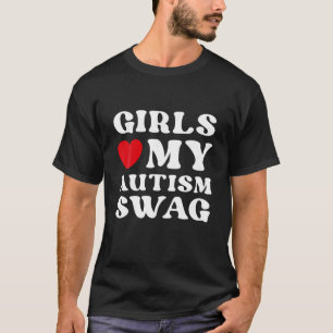女の子は私の自閉症スワッグ自閉症おもしろい少年アウェア大好き Tシャツ