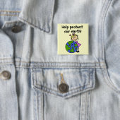 女の子は私達の地球のTシャツおよびギフトを保護します 缶バッジ (インサイチュ)