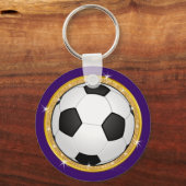 女の子は紫と金ゴールド、サッカーをテーマにしたパーティーの好意、 キーホルダー (裏面)