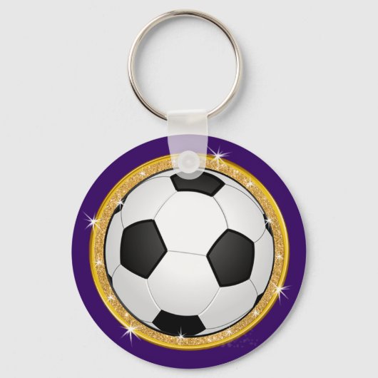 女の子は紫と金ゴールド、サッカーをテーマにしたパーティーの好意、 キーホルダー (裏面)