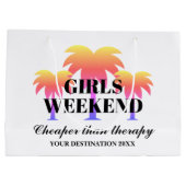 女の子は週末に熱遠くに帯ヤシの木を旅するカスタム ラージペーパーバッグ (裏面)