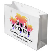 女の子は週末に熱遠くに帯ヤシの木を旅するカスタム ラージペーパーバッグ (裏面アングル)