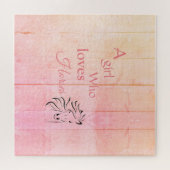 女の子は馬のスクリプトピンクの馬のグガーリーラム ジグソーパズル (横)