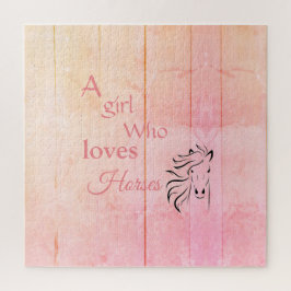 女の子は馬のスクリプトピンクの馬のグガーリーラム ジグソーパズル