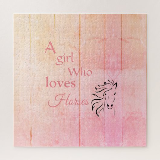 女の子は馬のスクリプトピンクの馬のグガーリーラム ジグソーパズル (縦)