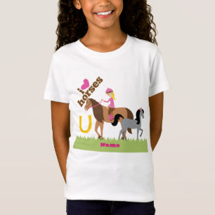 女の子は馬を愛かわいいギフトパーソナライズされた Tシャツ