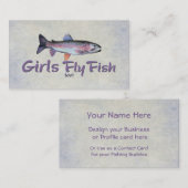 女の子は魚を飛ばしますも! ニジマスのはえの魚釣り 名刺 (正面/裏面)