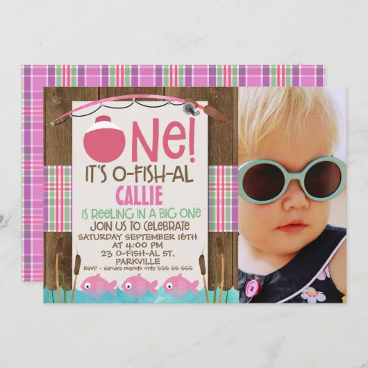 女の子は1人の誕生日の招待を受ける 招待状 (正面/裏面)