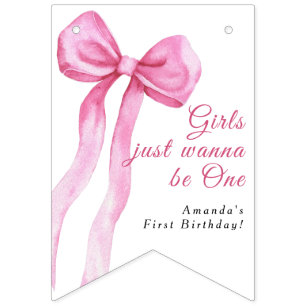 女の子は1歳の誕生日パーティーが大好き バンティングフラッグ