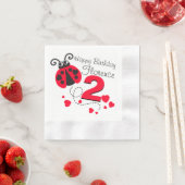 女の子は2番目の誕生日に赤いラディバグナプキン 縁ありカクテルナプキン (インサイチュ)