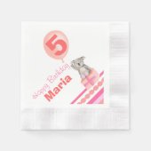 女の子は5th誕生日コアラ・バルーンナプキンスと名付けられた 縁ありカクテルナプキン (正面)