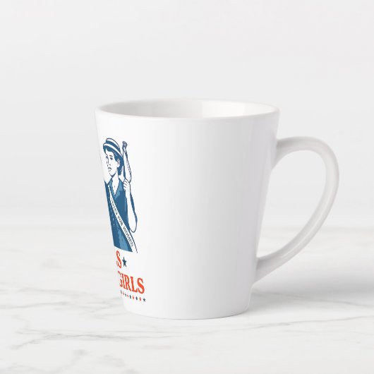 女の子は7月4日から女子愛国的フェミニストに カフェラテマグ (右)