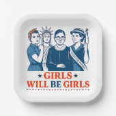 女の子は7月4日から女子愛国的フェミニストに ペーパープレート (正面)