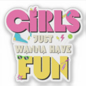 女の子は80年代の懐かしさをおもしろいしたい シール (正面)