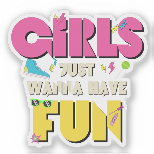 女の子は80年代の懐かしさをおもしろいしたい シール (正面)