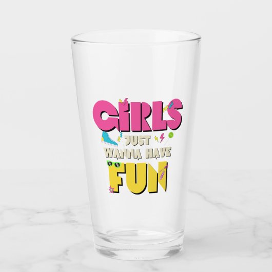 女の子は80年代の懐かしさをおもしろいしたい タンブラーグラス (正面)