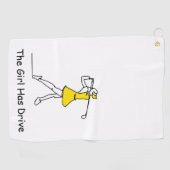 女の子は、ゴルフタオルを運転している ゴルフタオル (横)