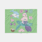 女の子は「海の下」毛布。 フリースブランケット (正面(横))