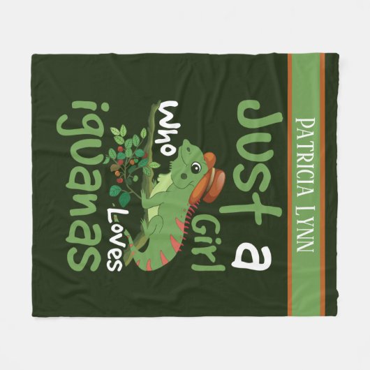 女の子はiguanaを愛する追加の名前 フリースブランケット (正面(横))