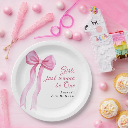 女の子はOne 1の誕生日パーティーになりたい ペーパープレート (パーティー)