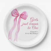 女の子はOne 1の誕生日パーティーになりたい ペーパープレート (正面)